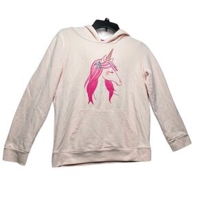 Girl's Cat & Jack Girl's Hooded Sweatshirt Sz XL Unicorn Design Light Pink Pre-o